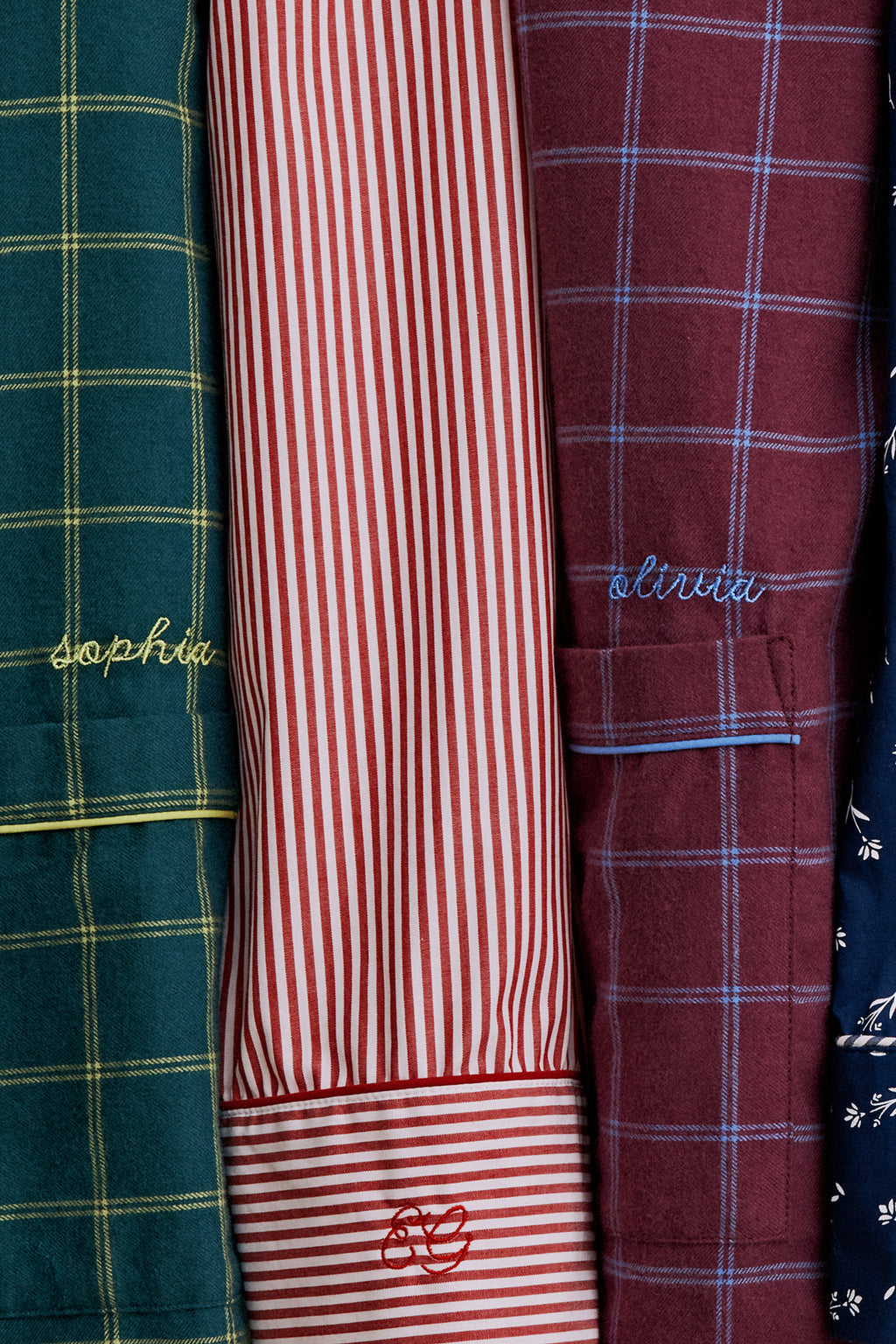 Poplin Piped Long-Long Set in Garnet Riviera Stripe - Main Image 5