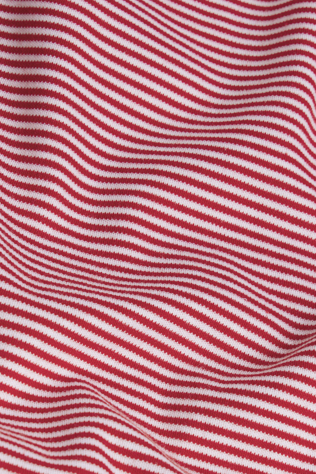 Garnet and white mini striped knit fabric with horizontal stripes and textured surface.