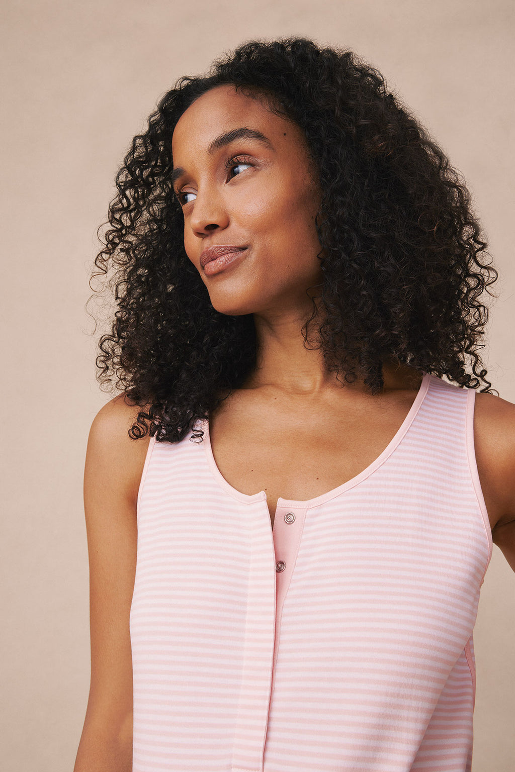 Pima Maternity Tank Gown in English Rose Stripe - Main Image 2