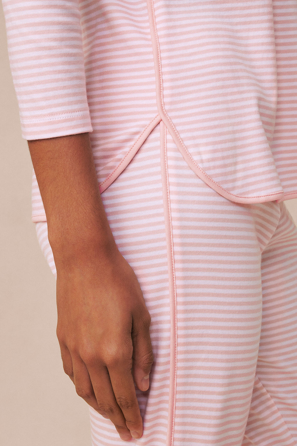 Pima Long Sleeve Three-Piece Set in English Rose Stripe - Main Image 4