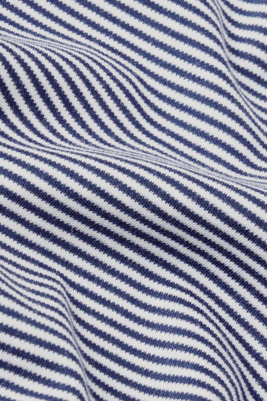 Navy and white mini striped Pima cotton fabric with soft, textured surface.